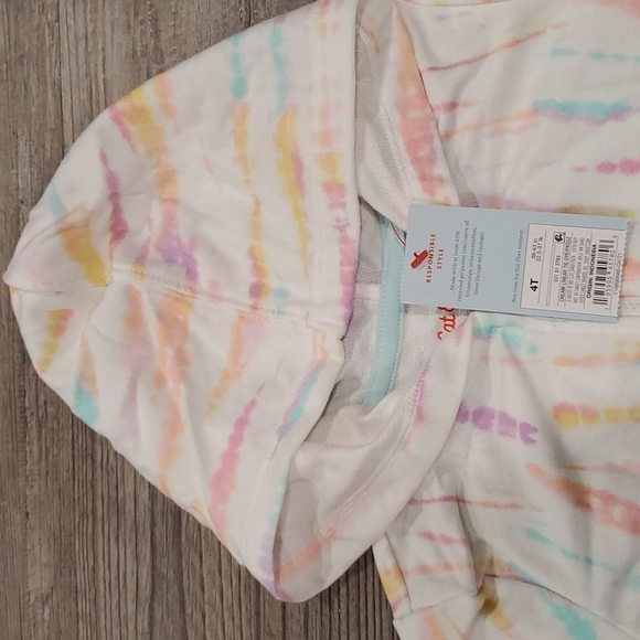 Cat & Jack Front Zip Rie Dye Hooded Sweatshirt - Picture 2 of 3